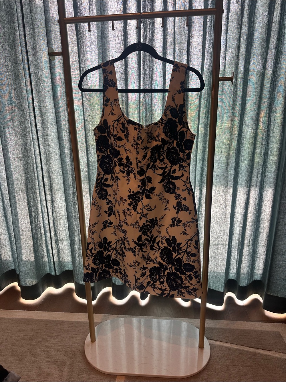 Cara Cara Cream Mini Dress with Black Floral Print
